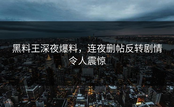 黑料王深夜爆料，连夜删帖反转剧情令人震惊