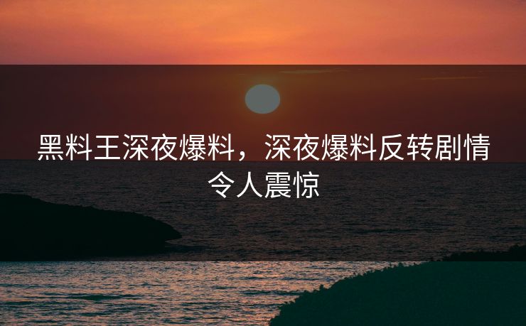 黑料王深夜爆料，深夜爆料反转剧情令人震惊