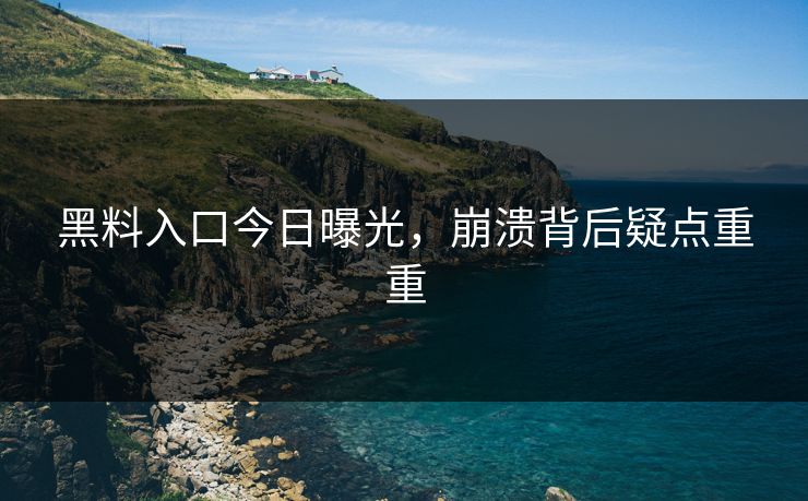 黑料入口今日曝光，崩溃背后疑点重重