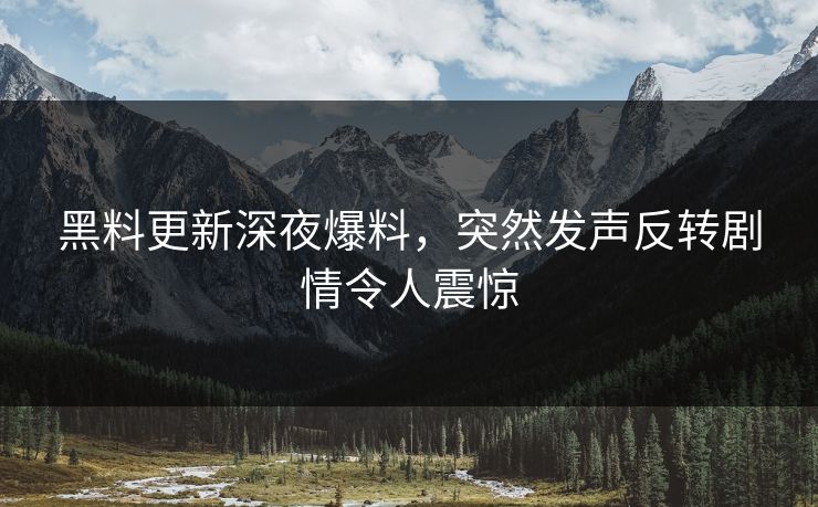 黑料更新深夜爆料，突然发声反转剧情令人震惊