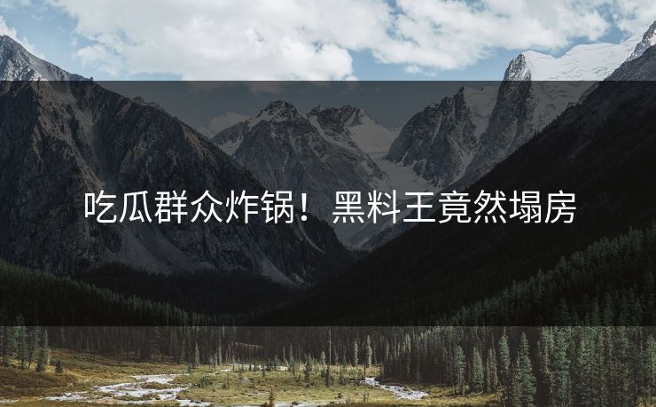 吃瓜群众炸锅！黑料王竟然塌房