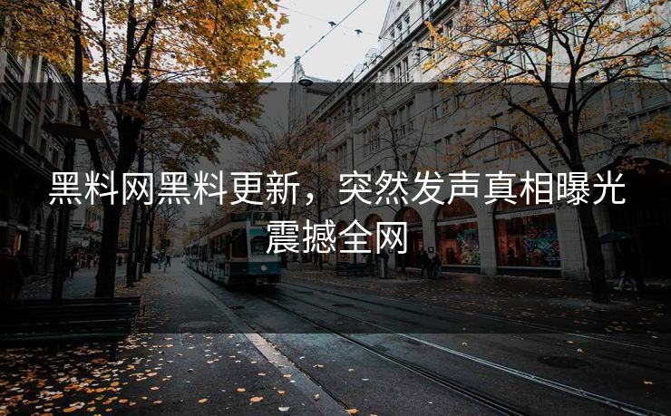 黑料网黑料更新，突然发声真相曝光震撼全网