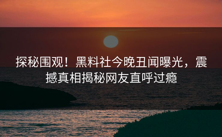 探秘围观！黑料社今晚丑闻曝光，震撼真相揭秘网友直呼过瘾