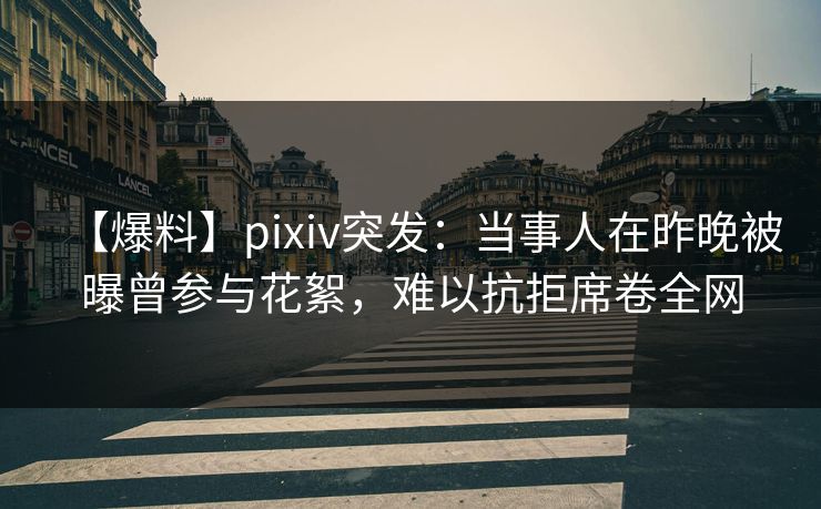 【爆料】pixiv突发:当事人在昨晚被曝曾参与花絮,难以抗拒席卷全网 【爆料】pixiv突发:当事人在昨晚被曝曾参与花絮,难以抗拒席卷全网