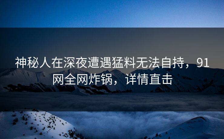 神秘人在深夜遭遇猛料无法自持，91网全网炸锅，详情直击