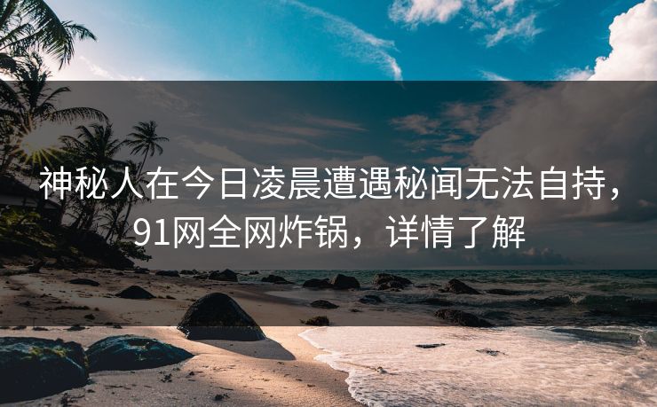 神秘人在今日凌晨遭遇秘闻无法自持，91网全网炸锅，详情了解
