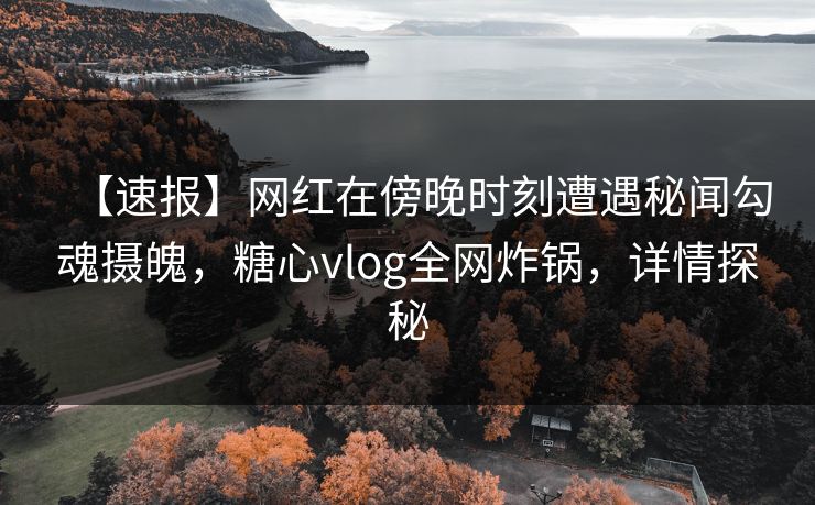 【速报】网红在傍晚时刻遭遇秘闻勾魂摄魄,糖心vlog全网炸锅,详情探秘 【速报】网红在傍晚时刻遭遇秘闻勾魂摄魄,糖心vlog全网炸锅,详情探秘