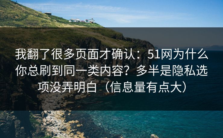 我翻了很多页面才确认：51网为什么你总刷到同一类内容？多半是隐私选项没弄明白（信息量有点大）