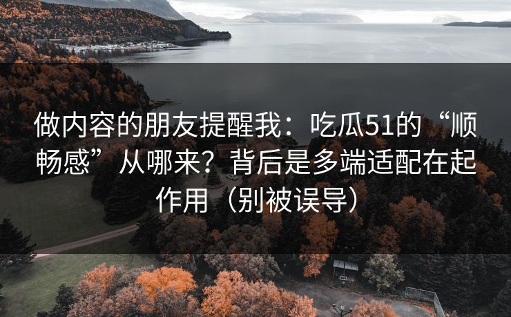 做内容的朋友提醒我：吃瓜51的“顺畅感”从哪来？背后是多端适配在起作用（别被误导）